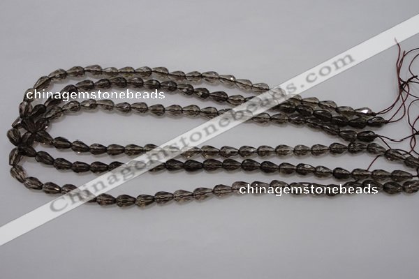 CSQ242 6*10mm faceted teardrop grade AA natural smoky quartz beads