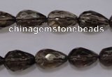 CSQ243 10*14mm faceted teardrop grade AA natural smoky quartz beads