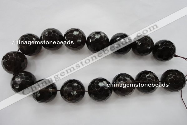 CSQ248 15.5 inches 25mm faceted round grade AA natural smoky quartz beads