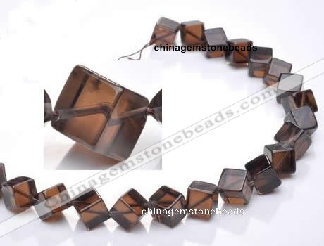 CSQ25 AB grade 12*12mm cube natural smoky quartz beads wholesale