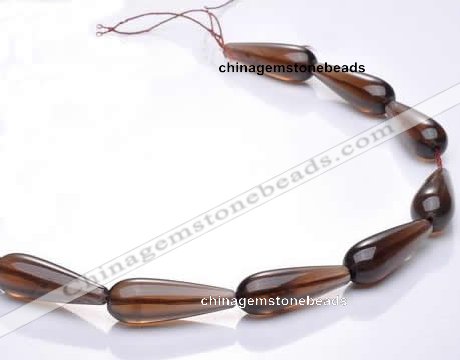 CSQ26 10*30mm teardrop AB grade natural smoky quartz beads