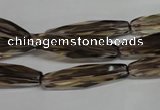 CSQ260 15.5 inches 8*28mm faceted rice natural smoky quartz beads