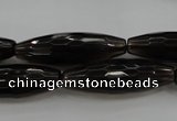 CSQ262 15.5 inches 10*30mm faceted rice natural smoky quartz beads