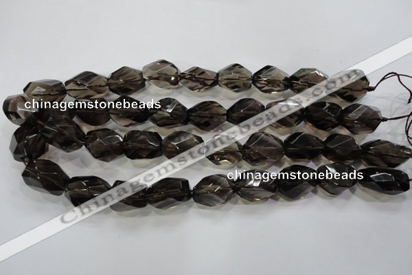 CSQ265 15.5 inches 15*20mm faceted nuggets smoky quartz beads