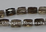 CSQ270 15.5 inches 8*10mm faceted rectangle smoky quartz beads