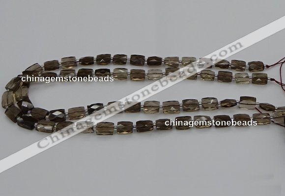 CSQ270 15.5 inches 8*10mm faceted rectangle smoky quartz beads