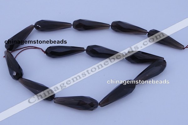 CSQ28 10*30mm faceted teardrop AB grade natural smoky quartz beads