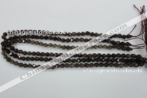 CSQ351 15.5 inches 6mm faceted nuggets smoky quartz beads