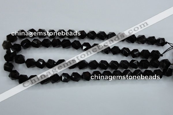 CSQ354 15.5 inches 12mm faceted nuggets smoky quartz beads