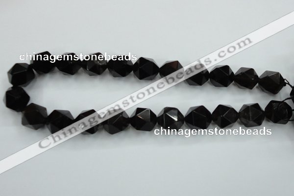 CSQ357 15.5 inches 18mm faceted nuggets smoky quartz beads