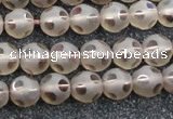 CSQ502 15.5 inches 8mm faceted round matte smoky quartz beads