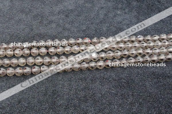 CSQ502 15.5 inches 8mm faceted round matte smoky quartz beads