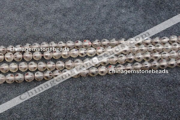 CSQ503 15.5 inches 10mm faceted round matte smoky quartz beads