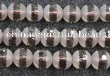 CSQ506 15.5 inches 6mm faceted round matte smoky quartz beads