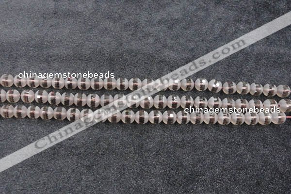 CSQ506 15.5 inches 6mm faceted round matte smoky quartz beads