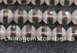 CSQ507 15.5 inches 8mm faceted round matte smoky quartz beads