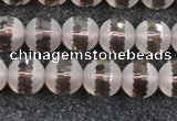 CSQ508 15.5 inches 10mm faceted round matte smoky quartz beads