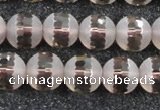CSQ509 15.5 inches 12mm faceted round matte smoky quartz beads