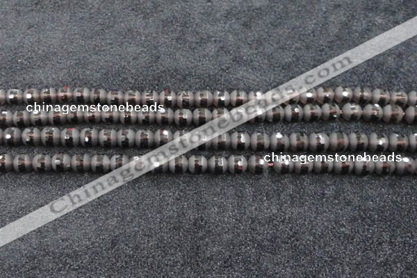 CSQ511 15.5 inches 6mm faceted round matte smoky quartz beads