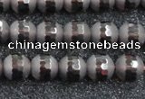 CSQ512 15.5 inches 8mm faceted round matte smoky quartz beads