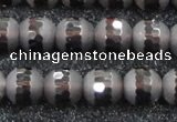 CSQ514 15.5 inches 12mm faceted round matte smoky quartz beads