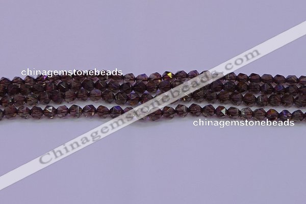 CSQ521 15.5 inches 6mm faceted nuggets smoky quartz beads