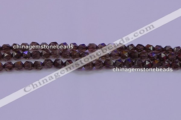 CSQ522 15.5 inches 8mm faceted nuggets smoky quartz beads