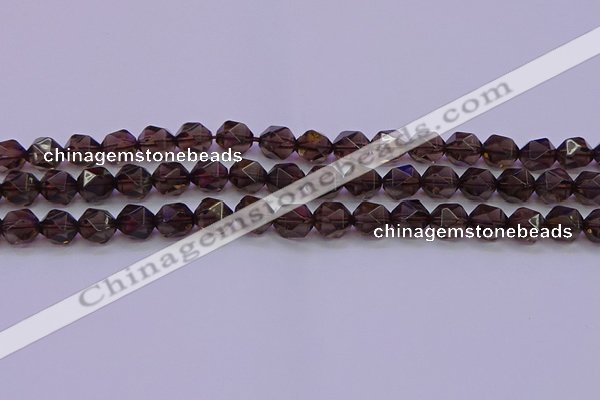 CSQ523 15.5 inches 10mm faceted nuggets smoky quartz beads