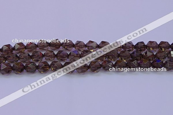 CSQ524 15.5 inches 12mm faceted nuggets smoky quartz beads