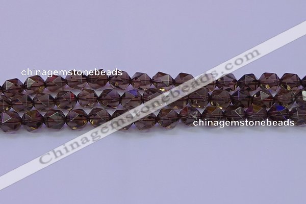 CSQ524 15.5 inches 12mm faceted nuggets smoky quartz beads