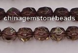 CSQ526 15.5 inches 6mm faceted nuggets smoky quartz gemstone beads