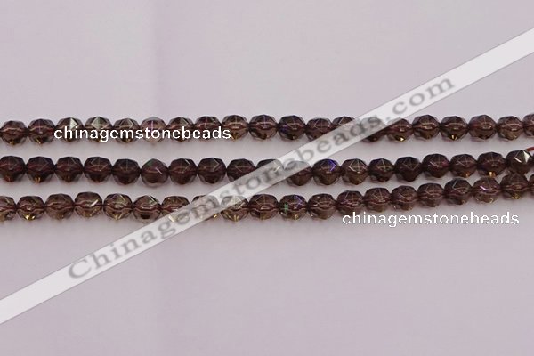 CSQ526 15.5 inches 6mm faceted nuggets smoky quartz gemstone beads