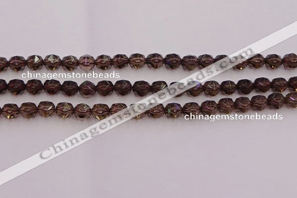 CSQ527 15.5 inches 8mm faceted nuggets smoky quartz gemstone beads