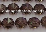 CSQ528 15.5 inches 10mm faceted nuggets smoky quartz gemstone beads