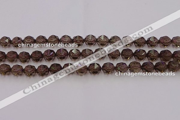 CSQ528 15.5 inches 10mm faceted nuggets smoky quartz gemstone beads