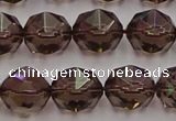 CSQ529 15.5 inches 12mm faceted nuggets smoky quartz gemstone beads