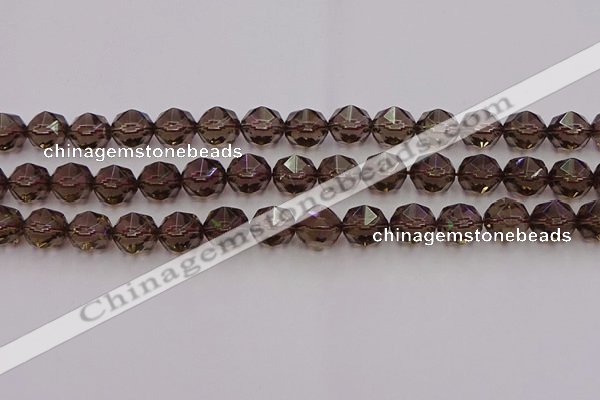 CSQ529 15.5 inches 12mm faceted nuggets smoky quartz gemstone beads