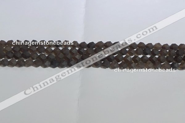 CSQ531 15.5 inches 6mm faceted nuggets matte smoky quartz beads