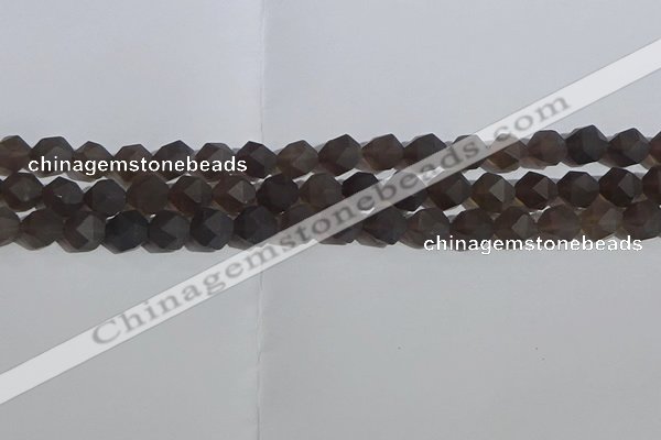 CSQ532 15.5 inches 8mm faceted nuggets matte smoky quartz beads