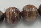 CSS103 15.5 inches 22mm faceted round natural sunstone beads wholesale