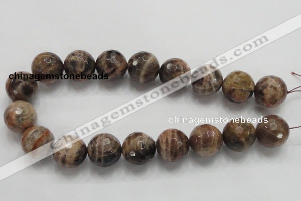 CSS103 15.5 inches 22mm faceted round natural sunstone beads wholesale