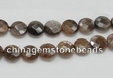 CSS104 15.5 inches 8mm faceted coin natural sunstone beads wholesale