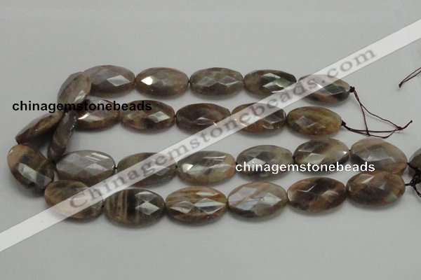 CSS109 15.5 inches 20*30mm faceted oval natural sunstone beads wholesale