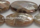 CSS110 15.5 inches 20*40mm faceted oval natural sunstone beads wholesale