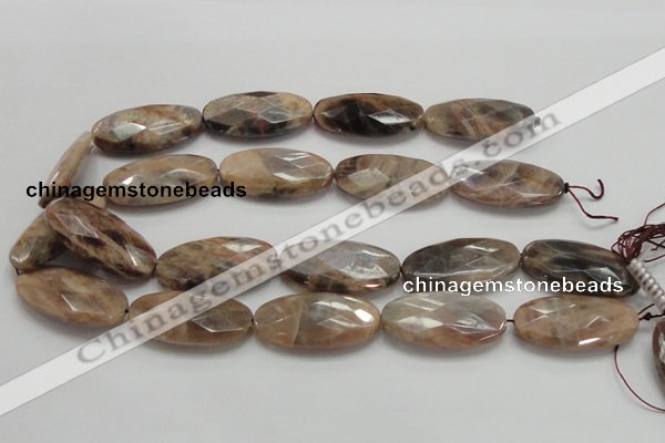 CSS110 15.5 inches 20*40mm faceted oval natural sunstone beads wholesale