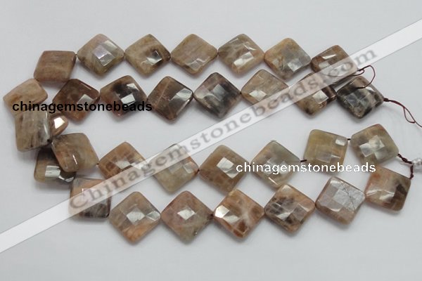 CSS112 15.5 inches 20*20mm faceted diamond natural sunstone beads