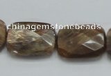 CSS114 15.5 inches 18*25mm faceted rectangle natural sunstone beads