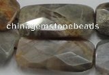 CSS116 15.5 inches 20*40mm faceted rectangle natural sunstone beads