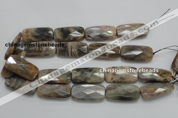 CSS116 15.5 inches 20*40mm faceted rectangle natural sunstone beads