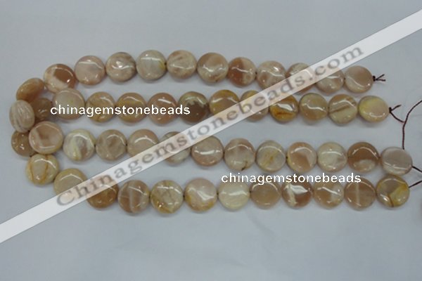 CSS228 15.5 inches 16mm flat round natural sunstone beads